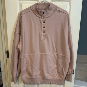 Women's Dusty Pink Button-Up Pullover, size 2X